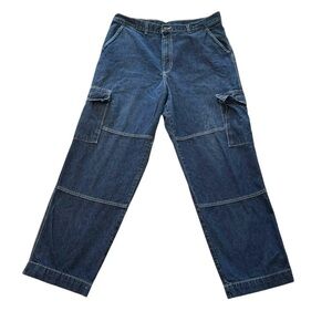 Cross Colours Baggy Blue Denim Jeans - Y2K Streetwear Grunge Skater Pants 38x32